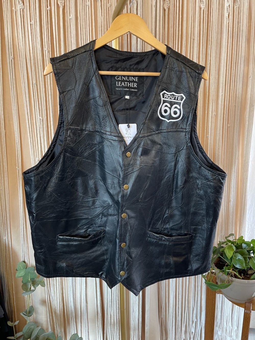 Navarre Leather Company vintage Route 66 patchwork leather biker vest - Picture 15 of 15